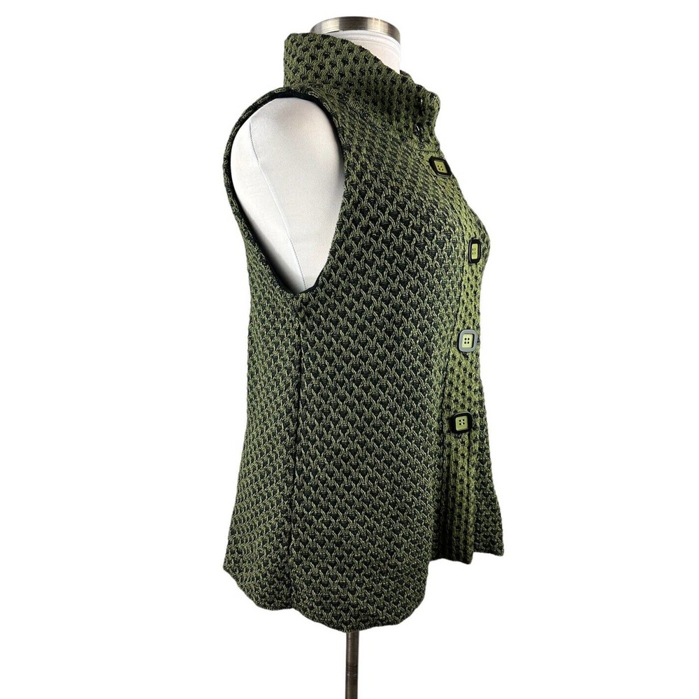 Habitat Knit Woven Button Front Sweater Vest Green Women's Size Medium H14513 - Picture 3 of 11